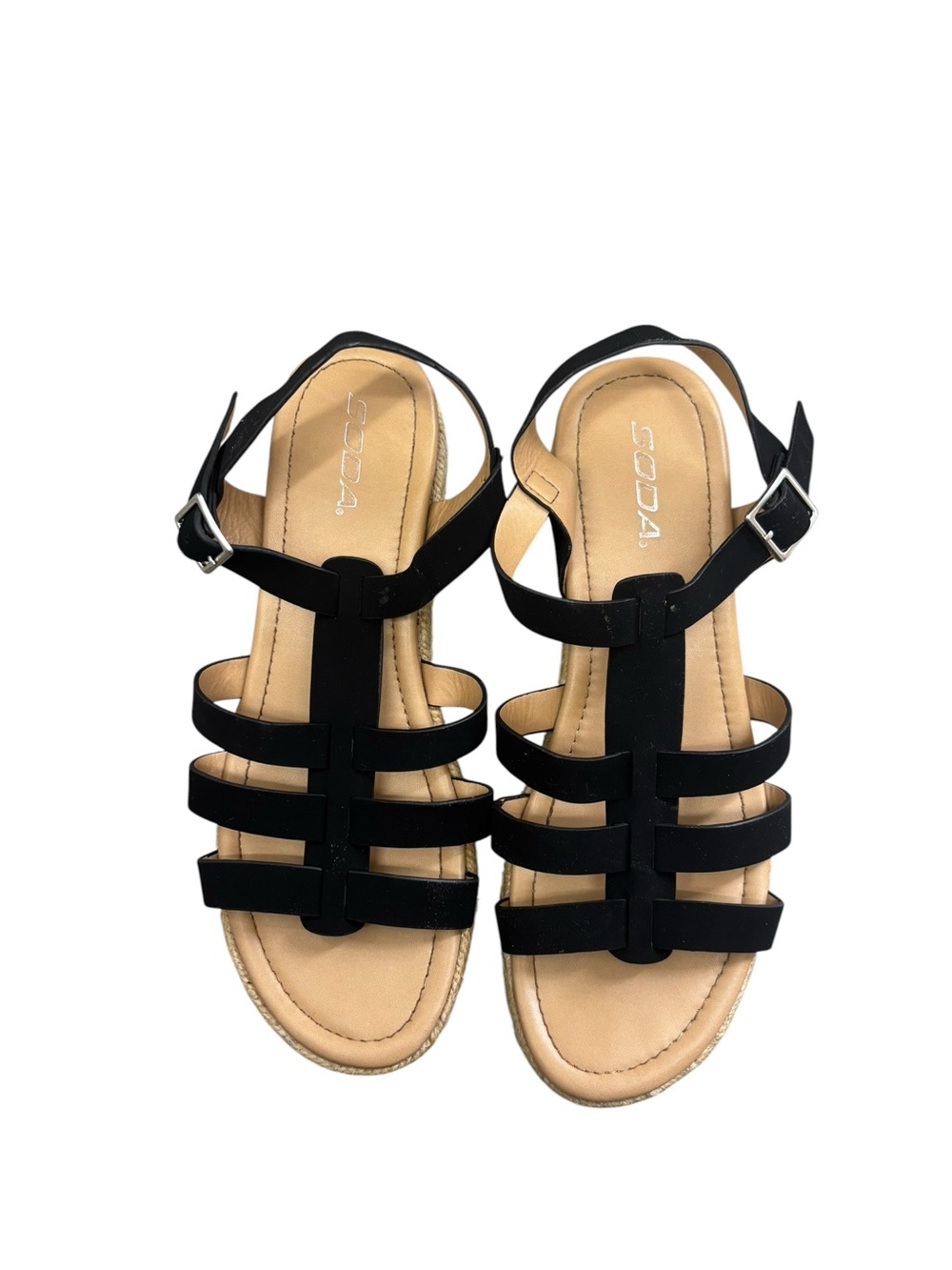 Soda Black Multi-Strap Ankle Buckle Sandals